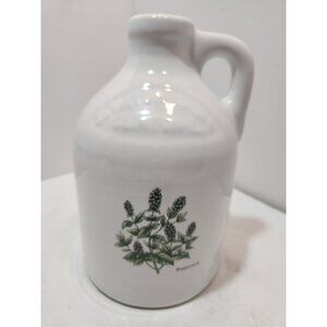 Vtg Harris Potteries Chicago White Stoneware 1/2 Gal Jug Peppermint French Chic